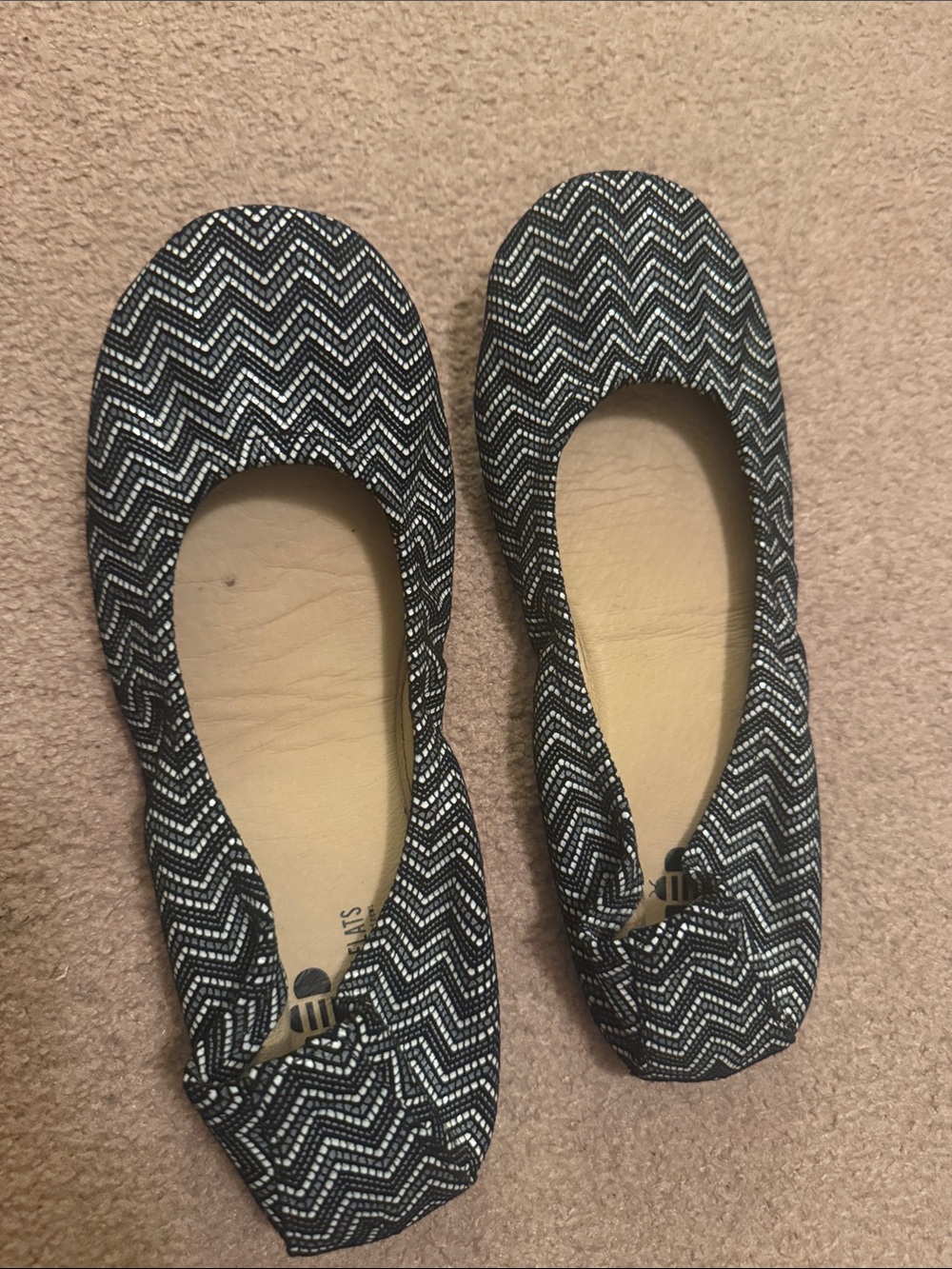 Chevron Pattern Black & White Ballet Flats